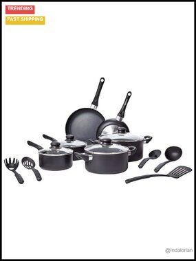 15-Piece Nonstick Cookware Set Stay-Cool Handles Pots Pans Utensils